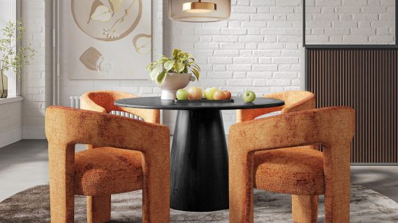 miniaturka Stół 127cm Mid-Century Okrągły Blat Stożkowa Podstawa – Avola