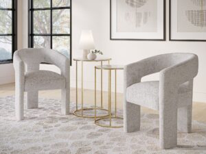 miniaturka Srebrnoszare Krzesło Tapicerowane Tapicerka Szenilowa – Edinburgh