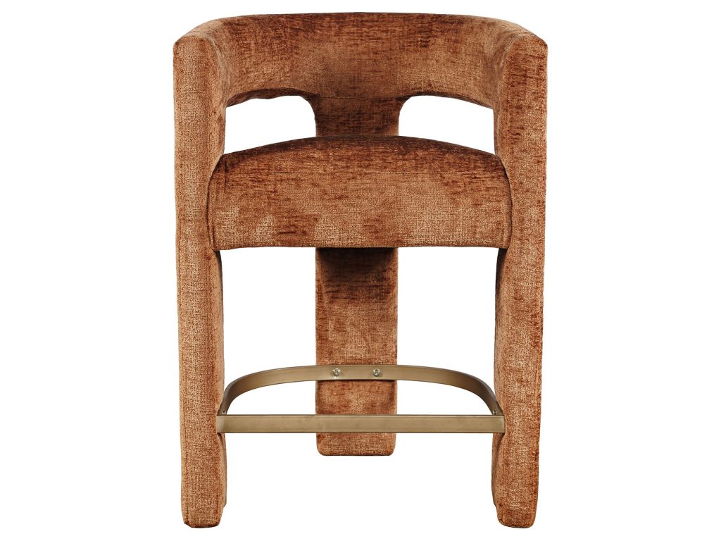 Cynamonowy Hoker Barowy Szenilowa Tapicerka Podnóżek Metalowy – Edinburgh