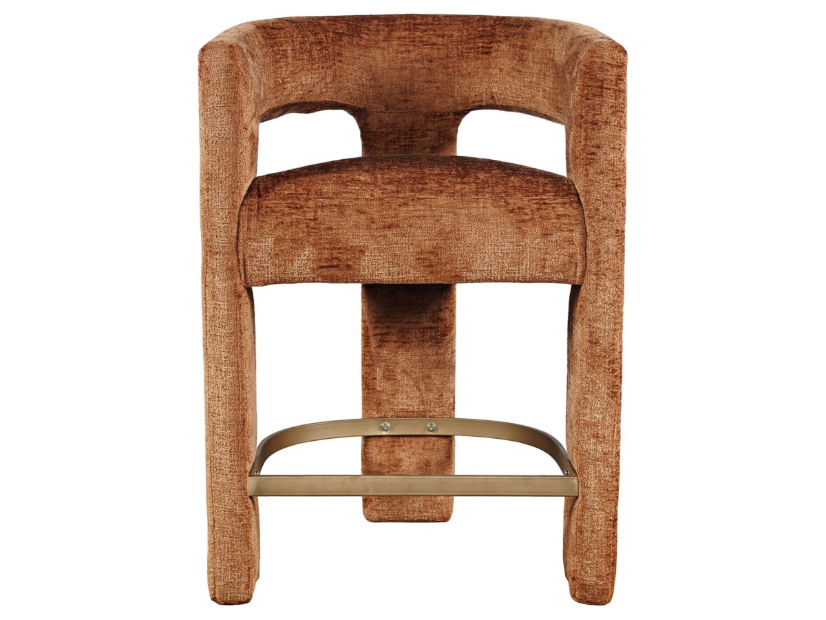 Cynamonowy Hoker Barowy Szenilowa Tapicerka Podnóżek Metalowy – Edinburgh