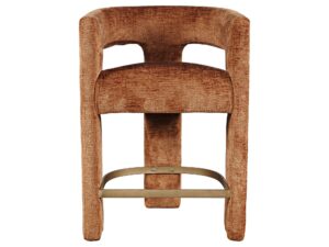 Cynamonowy Hoker Barowy Szenilowa Tapicerka Podnóżek Metalowy – Edinburgh