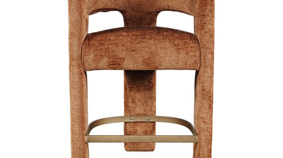 Cynamonowy Hoker Barowy Szenilowa Tapicerka Podnóżek Metalowy – Edinburgh