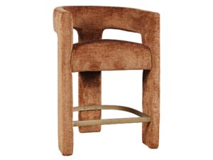 miniaturka Cynamonowy Hoker Barowy Szenilowa Tapicerka Podnóżek Metalowy – Edinburgh