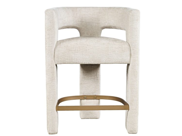 Fotel barowy tapicerowany w jasnym beżu