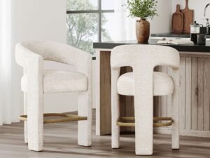 miniaturka Tapicerowany Hoker Obłe Kształty Metalowy Podnóżek – Edinburgh