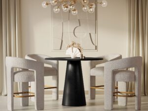 miniaturka Tapicerowany Hoker Obłe Kształty Metalowy Podnóżek – Edinburgh