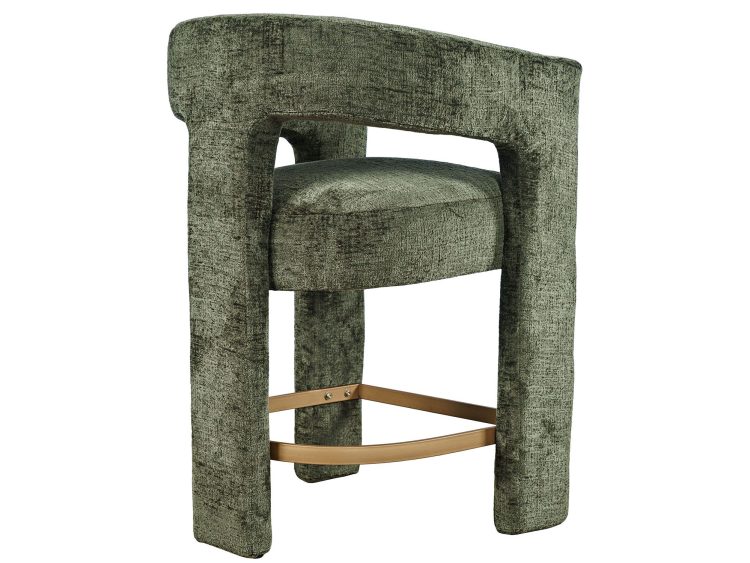 Fotel barowy tapicerowany w butelkowej zieleni