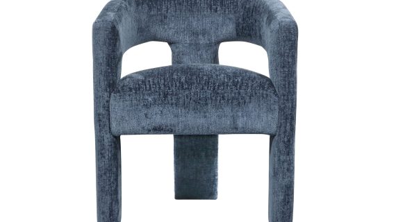 Granatowe Krzesło Tapicerowane Obłe Kształty Luksusowa Tapicerka