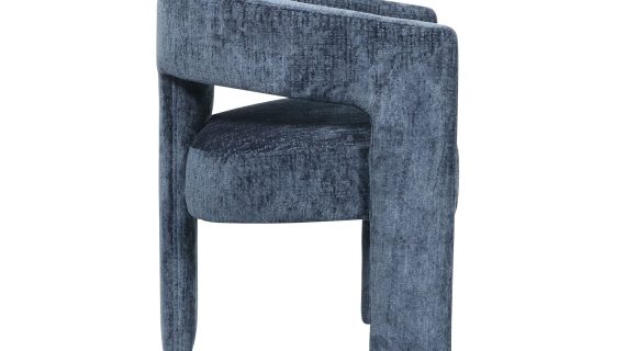 miniaturka Granatowe Krzesło Tapicerowane Obłe Kształty Luksusowa Tapicerka