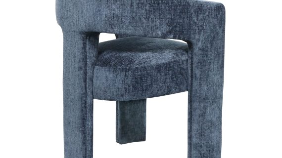 miniaturka Granatowe Krzesło Tapicerowane Obłe Kształty Luksusowa Tapicerka