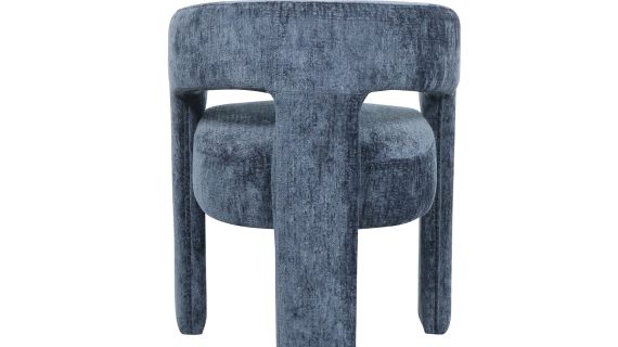 miniaturka Granatowe Krzesło Tapicerowane Obłe Kształty Luksusowa Tapicerka