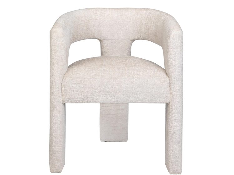 Krzesło tapicerowane kremową tkaniną boucle w stylu minimalistycznym