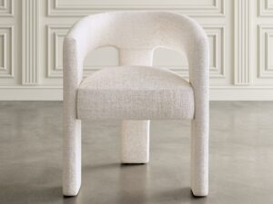 miniaturka Tapicerowane Krzesło Jasnobeżowe Tkanina Szenilowa – Edinburgh