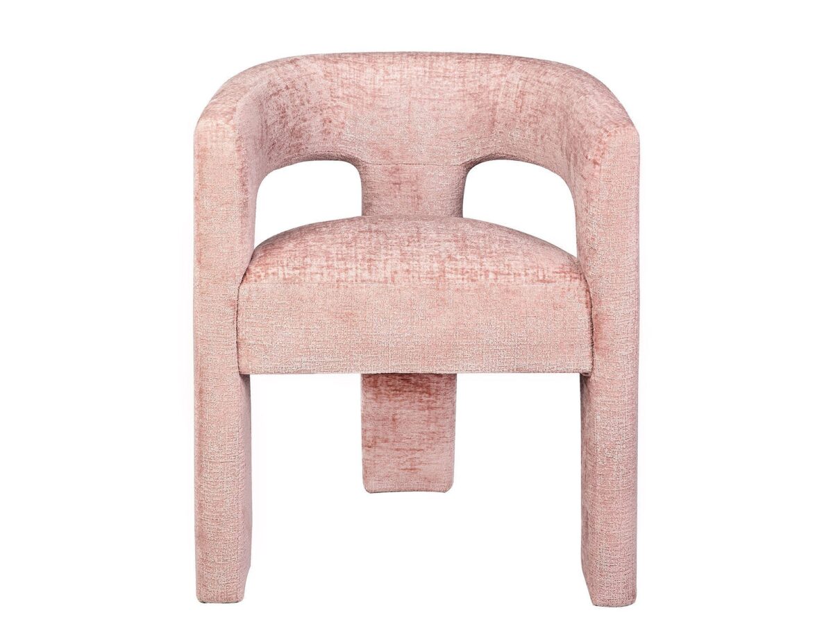 Jasnoróżowe Krzesło Tapicerowane Luksusowa Tapicerka Szenilowa – Edinburgh