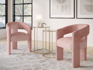 miniaturka Jasnoróżowe Krzesło Tapicerowane Luksusowa Tapicerka Szenilowa – Edinburgh