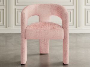 miniaturka Jasnoróżowe Krzesło Tapicerowane Luksusowa Tapicerka Szenilowa – Edinburgh