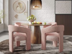 miniaturka Jasnoróżowe Krzesło Tapicerowane Luksusowa Tapicerka Szenilowa – Edinburgh