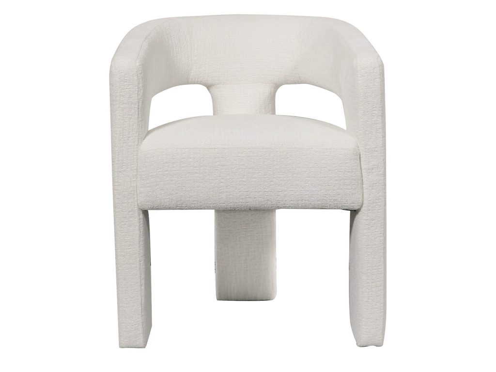 Białe Krzesło Tapicerowane Obłe Kształty Luksusowa Tapicerka