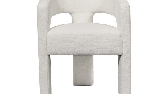 Białe Krzesło Tapicerowane Obłe Kształty Luksusowa Tapicerka