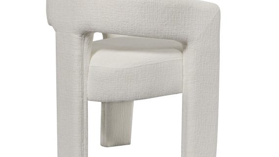 miniaturka Białe Krzesło Tapicerowane Obłe Kształty Luksusowa Tapicerka