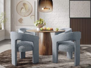 miniaturka Jasnoniebieskie Krzesło Tapicerowane Tkanina Szenilowa – Edinburgh