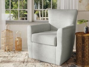 miniaturka Elegancki Jasnoszary Fotel Obrotowy Tapicerowany – Edinburgh