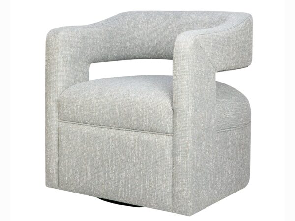 Fotel obrotowy w stylu nowoczesnym tapicerowany tkaniną boucle szarą