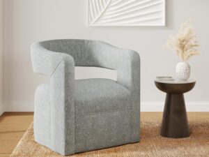 miniaturka Jasnoszary Fotel Obrotowy Tapicerka Szenilowa – Edinburgh