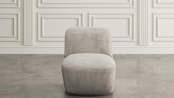 miniaturka Obrotowy Fotel Tapicerowany Szaro-Beżowa Tkanina – Edinburgh