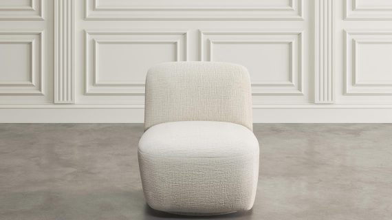 miniaturka Perłowobiały Fotel Obrotowy Opływowe Kształty – Edinburgh