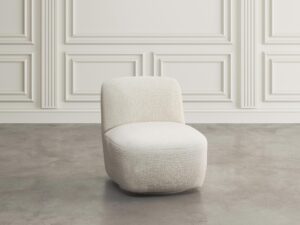 miniaturka Perłowobiały Fotel Obrotowy Opływowe Kształty – Edinburgh