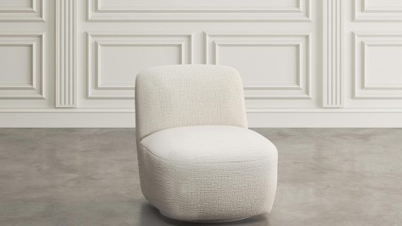 miniaturka Perłowobiały Fotel Obrotowy Opływowe Kształty – Edinburgh
