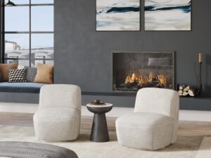 miniaturka Perłowobiały Fotel Obrotowy Opływowe Kształty – Edinburgh