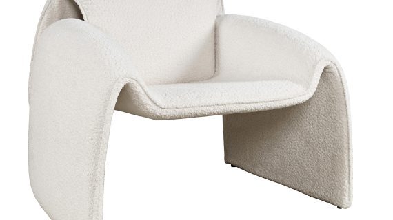 miniaturka Fotel Opływowy Złamana Biel Tapicerka Boucle – Edinburgh