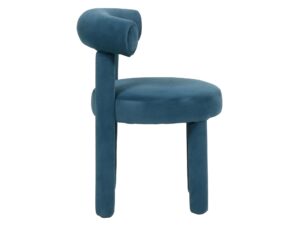 miniaturka Niebieskie Krzesło Tapicerowane Welurowa Tkanina – Edinburgh