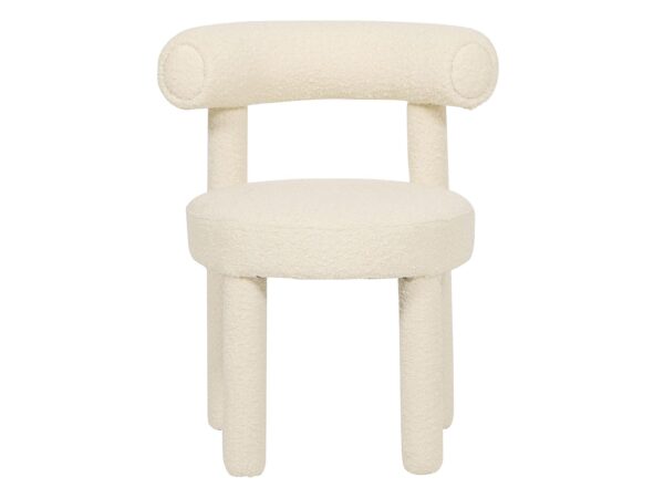 Krzesło boucle w odcieniu ecru z zaokrąglonym siedziskiem, soft glamour