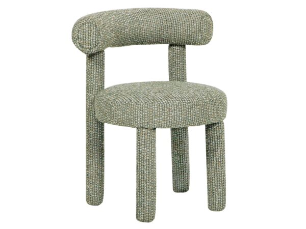 Krzesło do jadalni w stylu retro, zielony melanż, tkanina boucle