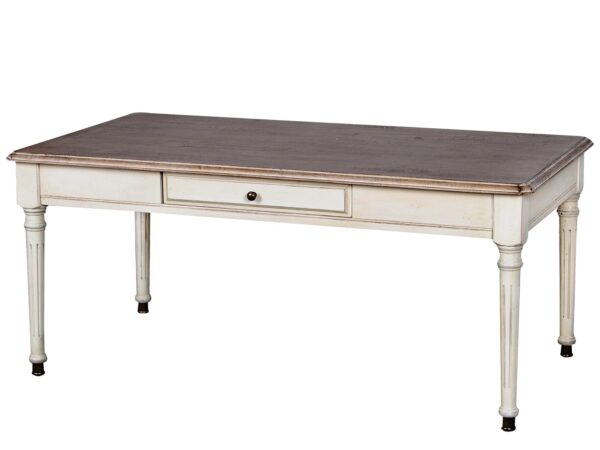 Biurko shabby chic z rzeźbionymi nogami i naturalnym blatem