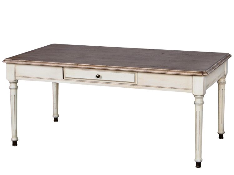 Biurko shabby chic z rzeźbionymi nogami i naturalnym blatem