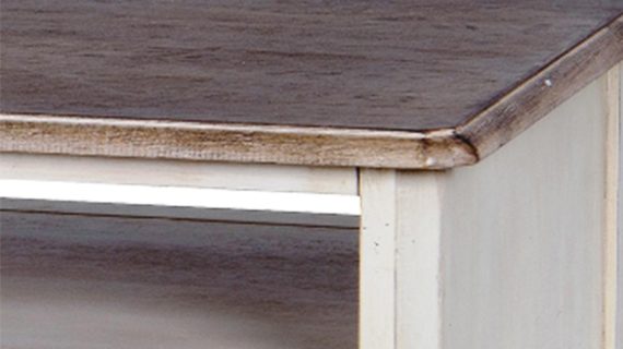 miniaturka Drewniana konsola prowansalska z toczonymi nogami i metalowymi uchwytami – Garda