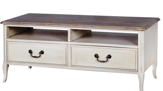 Komoda RTV z metalowymi uchwytami i giętymi nóżkami w stylu prowansalskim – Garda