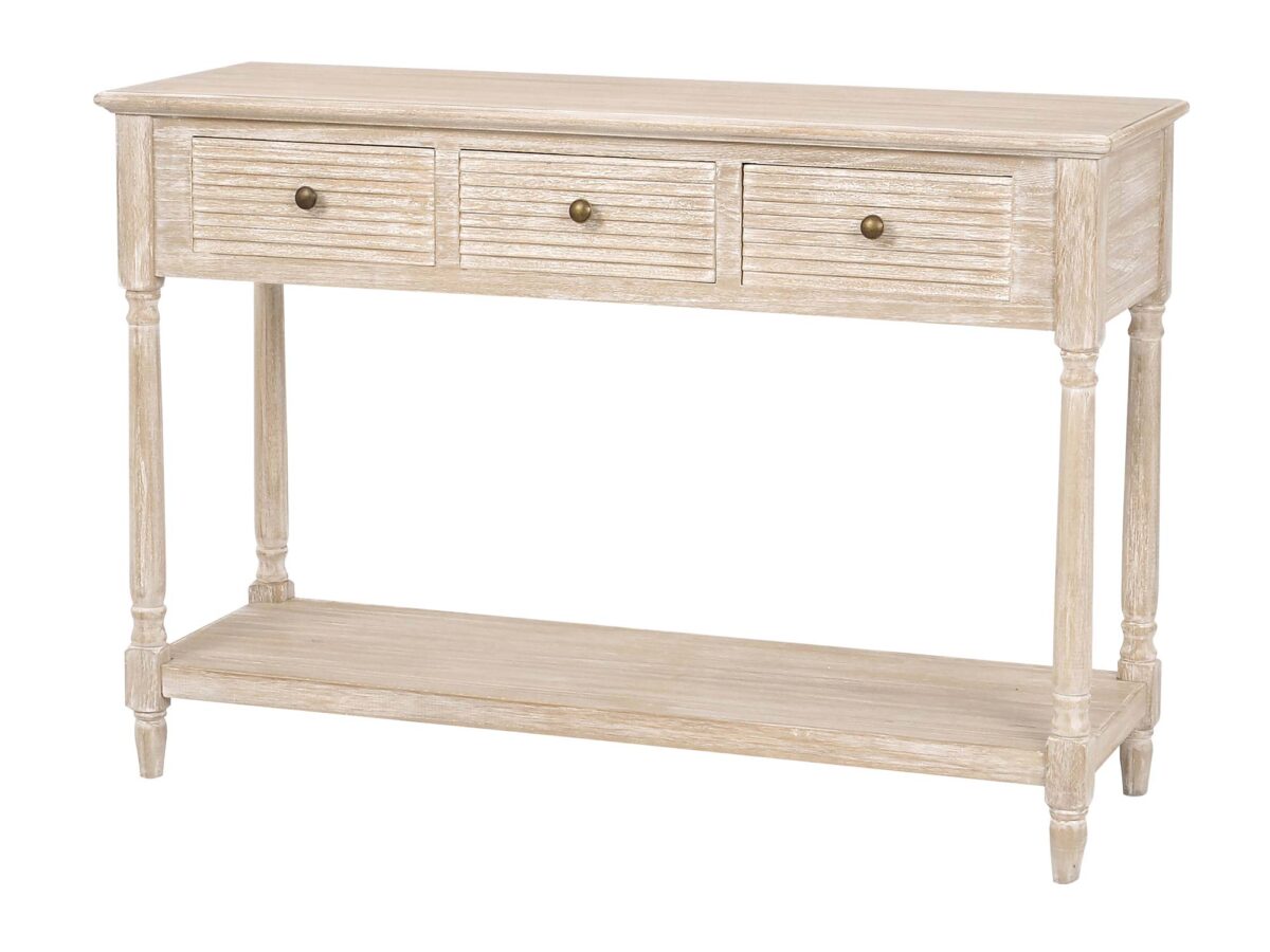 Konsola boho z metalowymi uchwytami i drewnianym blatem – Toscana