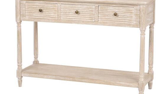 Konsola boho z metalowymi uchwytami i drewnianym blatem – Toscana