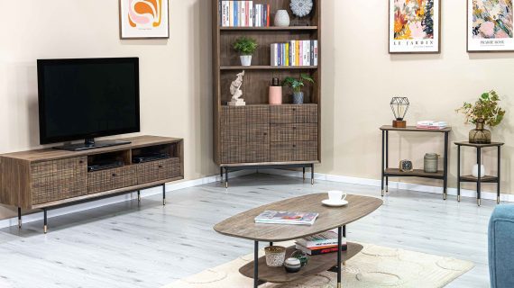 miniaturka Kawowy Stolik Retro Drewniany Metalowe Nóżki – Enigma