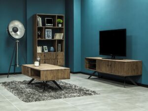 miniaturka Vintage Modern Regał z Lamelami Metalowe Nogi – Valore