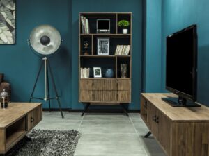 miniaturka Vintage Modern Regał z Lamelami Metalowe Nogi – Valore