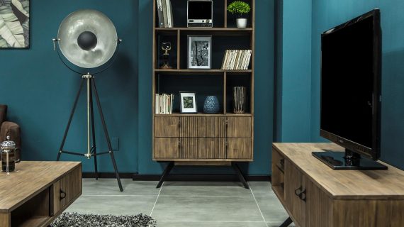 miniaturka Vintage Modern Regał z Lamelami Metalowe Nogi – Valore