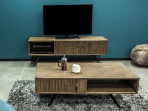 miniaturka Vintage Modern Regał z Lamelami Metalowe Nogi – Valore