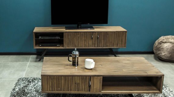 miniaturka Vintage Modern Regał z Lamelami Metalowe Nogi – Valore