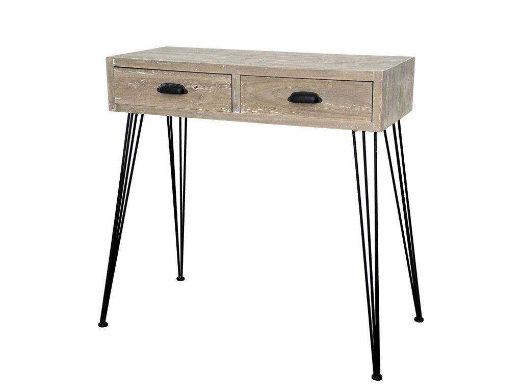 Konsola retro z prostym blatem i metalowymi nogami – Loano